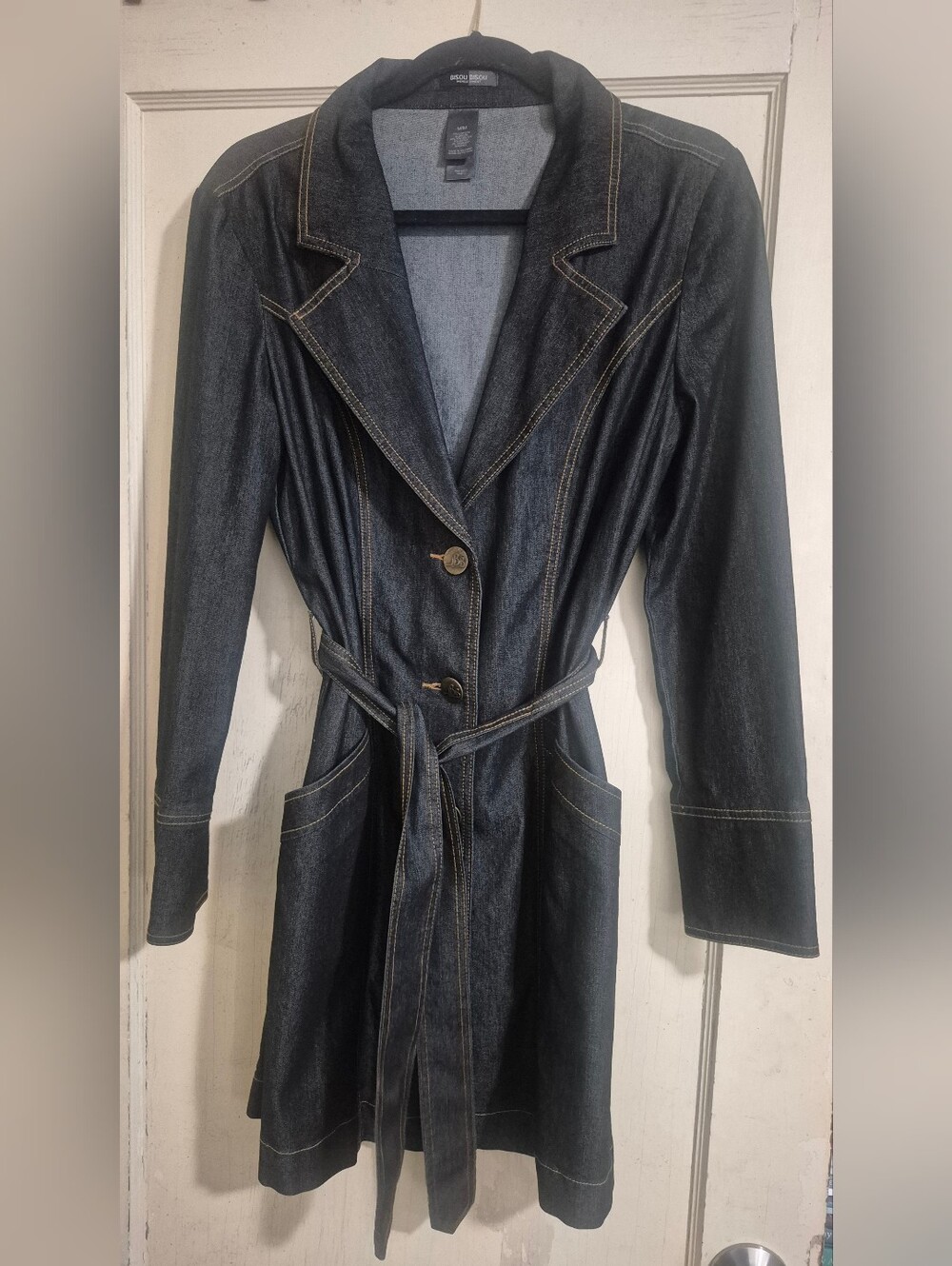 Bisou Bisou Michele Bohbot Belted Jean Jacket